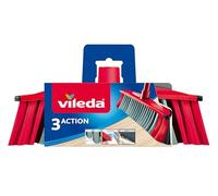 Vileda Cabezal de Escoba para Interiores 3 Action - Apto para Todo Tipo de Suelos Duros - Color Rojo y Negro