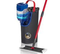 Vileda H2Pro Sistema de mopa Plana | Agua Limpia y Sucia separadas | Escurrido con una Mano | Almacenaje Compacto | Microfibra Gris y Azul
