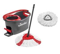 Vileda Juego Completo de fregona Turbo, mopa con Mango telescópico, Dos Fundas de Microfibra y Cubo con centrifugador, Longitud del Mango 75-130 cm, Dos Fundas para Cambiar rápidamente