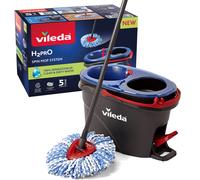 Vileda Mopa H2PRO Spin Mop o H2PRO Spin Mop + 2 Recambios | Cubo de doble cámara para separación de agua limpia y sucia | Mopa triangular para llegar a esquinas y muebles | Cabezas de mopa lavables y