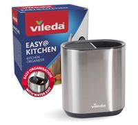 Vileda Organizador de cocina de acero inoxidable - Recipiente para guardar utensilios de cocina - Utensilios de cocina Soporte - Soporte para utensilios de cocina - Soporte para cucharas de cocina
