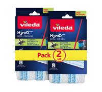 Vileda Pack 2 Recambios Mopa H2PRO Flat Mop | Microfibra avanzada para limpieza profunda y eficaz | Compatible con sistema separación agua limpia y sucia | Lavable, reutilizable y duradero hasta 400 u