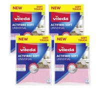 VILEDA Pack de 4 Bolsas de 2 Bayetas Color rosa y gris Actifibre Soft Universal Microfibras Máxima Absorción (8 trapos en total)