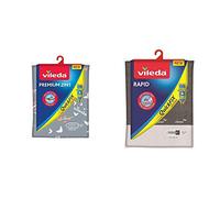 Vileda Premium 2 en 1 - Funda de Planchar, Tres Capas, tamaño Universal, Suave, Color Gris y Blanco + Rapid- Funda de Planchar, 2 Capas Adaptable a Todo Tipo de Tablas, Funda de Planchar Metalizada