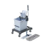 Vileda Professional, Kit Ultraspeed Single Pro, Sistema de fregado 25L con Prensa, Soporte 40cm y Ruedas, Carro de Limpieza sin Mango, Mopa Microfibra, Ergonómico y Ligero, Grandes Superficies
