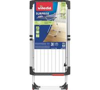 Vileda Surprise Tendedero Extensible de Acero y Aluminio, 11-20 m de Tendido, Soporte para Prendas Pequeñas, Ruedas, Blanco