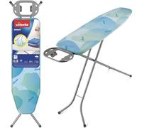Vileda Tabla de Planchar Smart, Compacta, Altura Ajustable hasta 91 cm | Superficie 114 x 34 cm | Funda de algodón con espuma | Patas antideslizantes | Tubos extra gruesos | Color azul