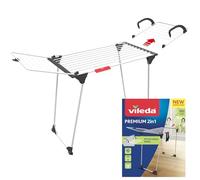 Vileda Tendedero Premium 2 en 1 Ultra robusto | Ala desmontable | Líneas XXL para reducir marcas de alambre en la ropa | 18m espacio secado | Soporte calcetines | Fácil transporte con ruedas