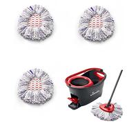 Vileda Turbo 3 in 1 - Juego de fregona con Palo telescópico, Cubo escurridor Giratorio y Recambio de microfibras, Incluye 3 recambios adicionales, Color Negro y Rojo, 48.6 x 29.6 x 29.3 cm