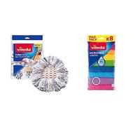 Vileda Turbo 3en1 Recambio, 1 Unidad, Compatible con Cualquier Sistema de fregona giratoria Set de 8 bayetas Microfibras Colors, Colores Variados, 30 x 30 cm, 8 Unidades
