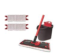 Vileda Ultramax - Set de limpieza, mopa de microfibras 2en1 para fregar y cubo con escurridor, cubo y mopa con palo telescópico para todo tipo de superficies, contiene 2 recambios adicionales