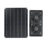 Vilgftyiet Kit de panel solar monocristalino de 15 W para exteriores, juego de ventilador impermeable IPX7 para ventilación de invernadero, solución de energía sostenible de 12 V, diseño compacto