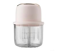 Vilgftyiet Picadora de ajo eléctrica inalámbrica de 350 ml, procesador de alimentos de vidrio con 6 cuchillas de acero inoxidable de 25000 rpm, base antideslizante, azul zafiro (2 rosas)