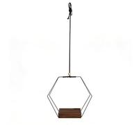 Vilgftyiet Soporte hexagonal para plantas colgante de metal suspendido | El hierro hexagonal suspendido con base de madera ahorra espacio y eleva la exhibición de vegetación interior.
