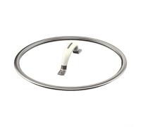 Vilgftyiet Tapa de vidrio templado transparente para woks, borde de acero inoxidable 304 con mango antiquemaduras, se adapta a la mayoría de sartenes planas y ollas de sopa, accesorio de cocina fácil