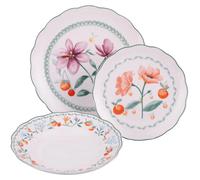 Villa d'Este Home Serviceset "Cherry Flowers" Baita, juego de 18 piezas / para 6 personas: 6 platos llanos, 6 platos de desayuno y 6 platos hondos
