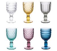 Villa d'Este Home Tivoli Juego de 6 copas de cristal de 280 ml, superficie trabajada, Geometrías