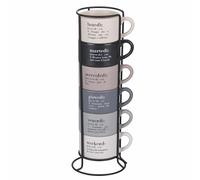 Villa d'Este Home Tivoli Juego de 6 tazas de café de 90 ml de porcelana con soporte Victionary