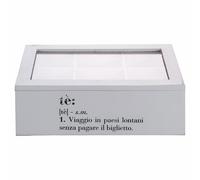 Villa d'Este Home Tivoli Victionary - Caja para té e infusiones, 6 compartimentos interiores, color gris