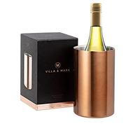 Villa & Marx Enfriador de Botellas de Vino - Champañera de Acero Inoxidable Térmica con Doble Pared - Cubitera para Champagne, Cava, Blanco y Tinto (Cobre)