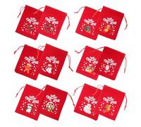 VILLCASE 12 Bolsas de Obsequio Navideñas de Tela Cordón, Bolsitas Reutilizables para Dulces y Regalos de Fiesta