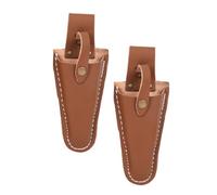 VILLCASE 2 Piezas Cubierta de Tijeras de Podar de Cuero de Vaca Marrón, Funda Resistente para Herramientas de Jardinería, Protección Segura y Almacenamiento Conveniente para Jardín y Hogar