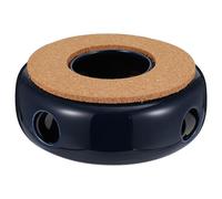 VILLCASE Calentador de Tetera Cerámico Azul Soporte de Madera para Calentar Té y Alimentos en Casa o Cafetería