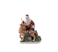 Villeroy & Boch - Christmas Toy's Figura Papá Noel con Ciervo, Figura Decorativa de Porcelana de Pasta Dura, para Velas largas, Multicolor, 30 x 24 x 35 cm