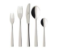 Villeroy & Boch - Cubertería Elisabeth de 30 piezas, juego clásico para 6 personas, 6 cuchillos de mesa, 6 tenedores, 6 cucharas de mesa, 6 cucharas de café, 6 tenedores de postre, apto para