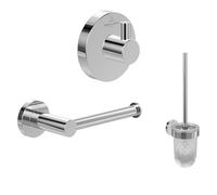 Villeroy & Boch Elements Tender Set Accesorios (3 en 1) Redondo - Cromo | Set compuesto por gancho para toallas, portarrollos sin tapa, escobillero