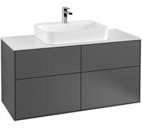 Villeroy & Boch Finion mueble bajo para lavabo, 4 extraíbles, 1200x603x501mm, Cristal Matt White, F38100HG, Color: Laca mate azul noche