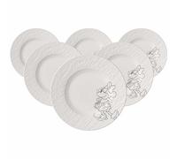 Villeroy & Boch Manufacture Rock Blanc - Juego de 6 platos de desayuno y postre, diseño de Mickey Mouse, color blanco, apto para lavavajillas, aspecto de pizarra con decoración de tiza Disney Mickey