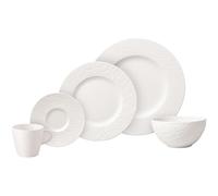 Villeroy & Boch Manufacture Rock Blanc - Juego de vajilla (20 piezas, para 4 personas, porcelana premium, color blanco)
