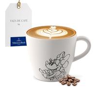 Villeroy & Boch Manufacture Rock blanc - Mickey Mouse - Taza de café, blanca, para lavavajillas y microondas, acabado de pizarra blanca con decoración de Disney Mickey Mouse en tiza