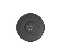 Villeroy & Boch Manufacture Rock - Mickey Mouse - Plato para taza de café, negro, para lavavajillas y microondas, acabado de pizarra con decoración de Disney Mickey Mouse en tiza