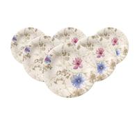 Villeroy & Boch Mariefleur Gris Basic - Platos de desayuno (6 unidades, 21 cm, platos de postre con decoración floral completa, porcelana premium, blanco/multicolor)