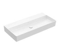 Villeroy & Boch Memento 2.0 - Lavabo 100x47 cm, sin rebosadero, sin orificio para el grifo, CeramicPlus, blanco alpino 4A22A3R1