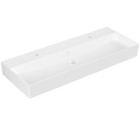 Villeroy & Boch Memento 2.0 lavabo mural, 2 agujeros para grifo, sin rebosadero, sin pulir, 1200x470mm, 4A22C101, Color: blanco-alpino