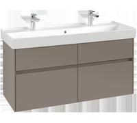 Villeroy & Boch Mueble bajo lavabo Collaro, 4 cajones extraíbles, centro lavabo, 1154x546x444mm, C01200VQ, Color: Frente/cuerpo: Azul Marino, mango: Negro Volcán