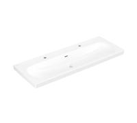 Villeroy & Boch Skyla - Lavabo 120x46 cm, con rebosadero, 2 agujeros para grifo, CeramicPlus, blanco alpino 5A51C4R1