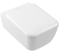 Villeroy & Boch Skyla taza de inodoro con asiento de cierre suave suspendido sin reborde con descarga de remolino blanco brillante 4682CL01