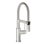 Villeroy & Boch Steel Expert Compact - Grifo de fregadero con brazo flexible y ducha, acero inoxidable 927300LC