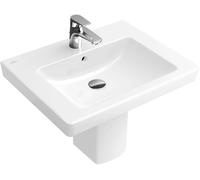 Lavabo Subway 2.0 de Villeroy & Boch, para grifería de 3 agujeros, con rebosadero, 1 agujero para grifo, 650x470mm, 71136501, Color: Blanco