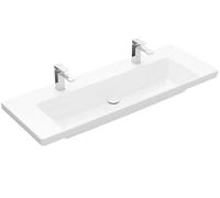 Villeroy & Boch Subway 3.0 - Lavabo doble 130x48 cm, sin rebosadero, agujeros para grifería, blanco alpino 4A70D101