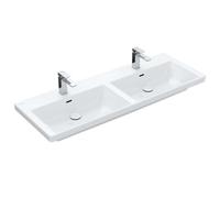 Villeroy & Boch Subway 3.0 - Lavabo doble para mueble 1300x470 cm, con rebosadero, orificios para grifo, blanco alpino 4A71D501
