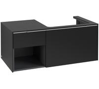 Villeroy & Boch Subway 3.0 lavabo, iluminación LED, 2 extraíbles, lavabo a la derecha, repisa abajo a la izquierda, 1001x422,5x516mm, C571L0VL, Color: Frente/carcasa: negro volcán, mango: aluminio bri