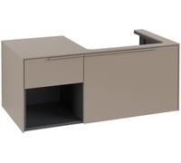 Villeroy & Boch Subway 3.0 lavabo, iluminación LED, 2 extraíbles, lavabo a la derecha, repisa abajo a la izquierda, 1001x422,5x516mm, C571L2VM, Color: Frontal/carcasa: taupe, asa: Taupe