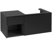 Villeroy & Boch Subway 3.0 lavabo, iluminación LED, 2 extraíbles, lavabo a la derecha, repisa abajo a la izquierda, 1001x422,5x516mm, C571L1VL, Color: Frontal/carcasa: negro volcán, mango: negro volcá