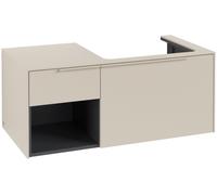 Villeroy & Boch Subway 3.0 lavabo, iluminación LED, 2 extraíbles, lavabo a la derecha, repisa abajo a la izquierda, 1001x422,5x516mm, C571L2VN, Color: Frente/carcasa: Gris Cachemira, mango: Gris Cache