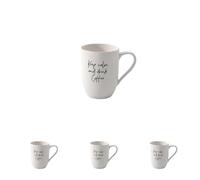 Villeroy & Boch - Taza grande con asa Statement, Keep calm and drink coffee, 280 ml, porcelana Premium, blanco (Paquete de 4)